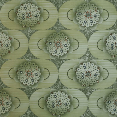 Vintage marmerbehang met bloemetjes