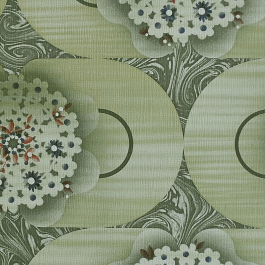 Vintage marmerbehang met bloemetjes - Afbeelding 2