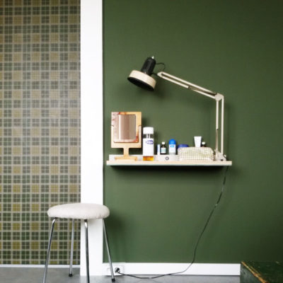 Vintage ruitbehang groen