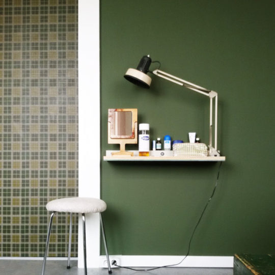 Vintage ruitbehang groen