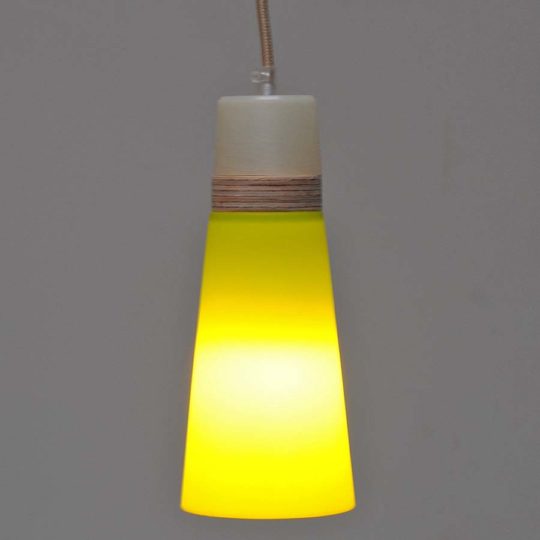 Upcycle hanglamp Woody in groen met hout - Afbeelding 2