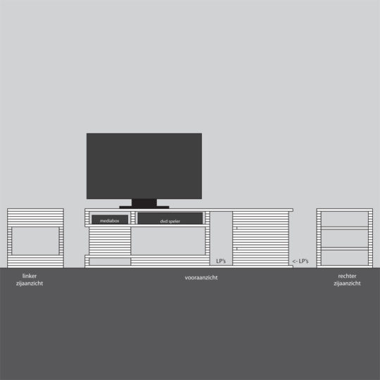Tv meubel & Platenkast multiplex - Afbeelding 2